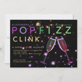 Den moderna 60:e födelsedagen - POP FIZZ CLINK Cha Inbjudningar