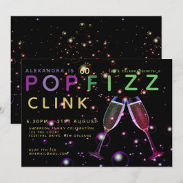 Den moderna 60:e födelsedagen - POP FIZZ CLINK Cha Inbjudningar