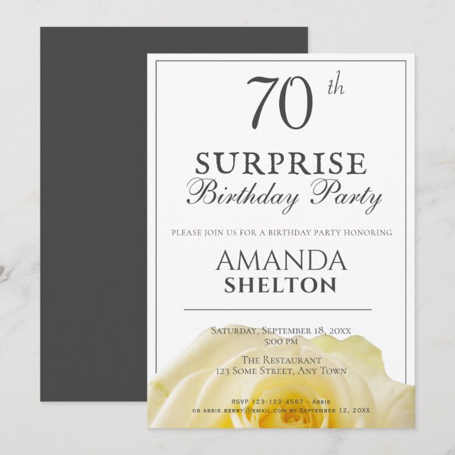 Den moderna 70:e överraskande Födelsedagsfesten i  Inbjudningar (Fram/baksida)
