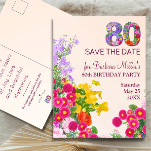 Den moderna 80-åriga blommigten party 80-årsdagen meddelande vykort