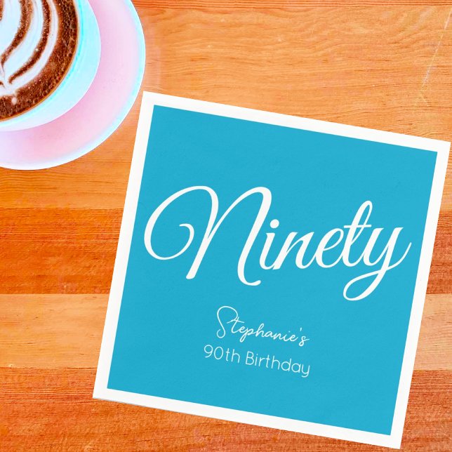Den moderna 90:e Födelsedagsfesten Aqua Blue i skr Pappersservett (Skapare uppladdad)
