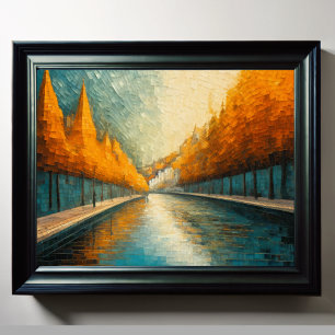 Den moderna abstrakta designen Guld Orange Blue Eu Poster