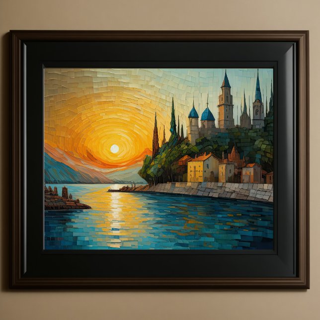 Den moderna abstrakta designen Guld Orange Blue Eu Poster (Skapare uppladdad)