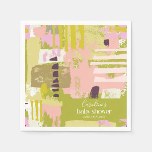 Den moderna Abstrakten Art Lime Green Cute Baby Sh Pappersservett