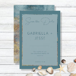 Den moderna Abstrakten Beach Teal & Guld Spara dat Datumet