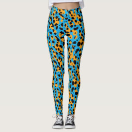 Den moderna Abstrakten Blue Leopard Spots Animal P Leggings