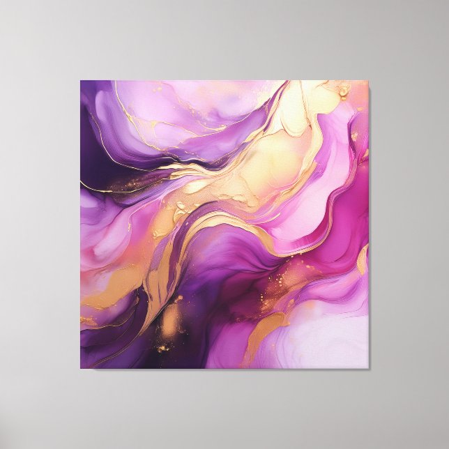 Den moderna Abstrakten konsthälsa och Lila Rosa oc Canvastryck (Framsida)