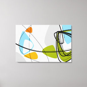 Den moderna Abstrakten Lime Green Orange Blue i mi Canvastryck