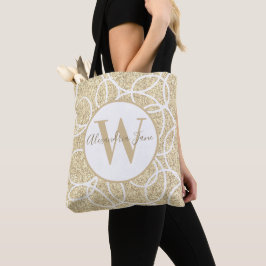 Den moderna Abstrakten Monogram White Circle Guld Tygkasse