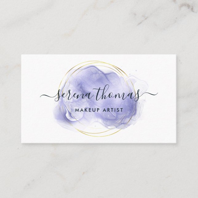 Den moderna Abstrakten Namnteckning Lavender Guld Visitkort (Framsida)