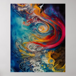 Den moderna Abstrakten Teal guld rödblå grönten Va Poster