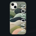 Den moderna Abstrakten Vågigt Mönster Personlig Na<br><div class="desc">Den moderna Abstrakten Vågigt Mönster Personlig Namn iphone case har en abstrakt som vågigt mönster i grått,  grönt och rosa med personlig i vit modern skripttypografi. Perfekt för personlig julklappar och vinterhelgdagar. Designad av © Evco Studio www.zazzle.com/store/evcostudio</div>