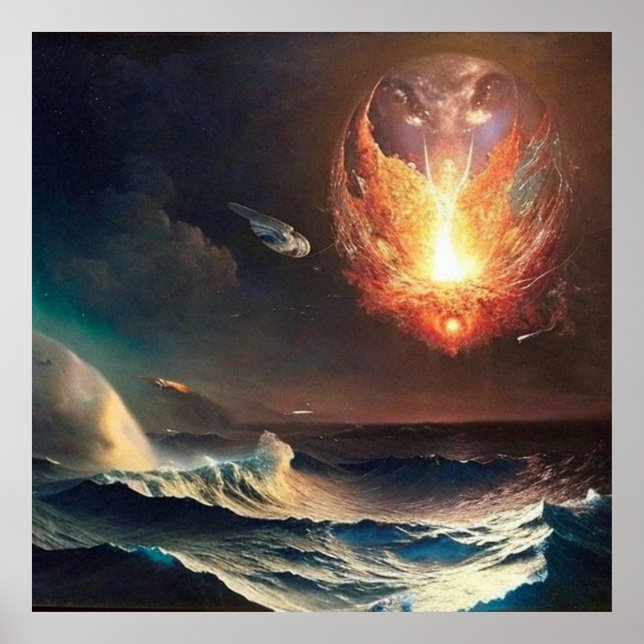 Den moderna Abstraktens digitala målning himlar lj Poster (Framsidan)