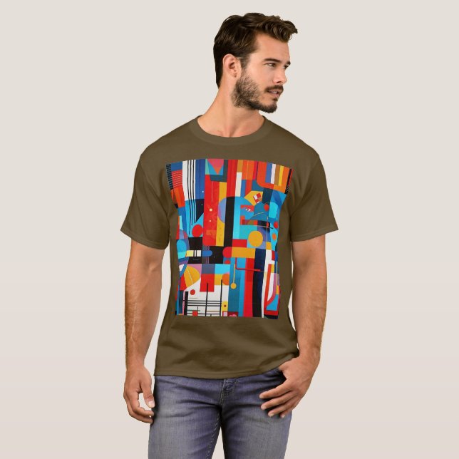 Den moderna abstraktens geometriska digitala mönst t shirt (Hel framsida)