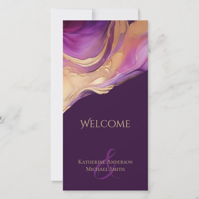 Den moderna Abstraktens Lila och Bröllopsprogramme (Framsida)