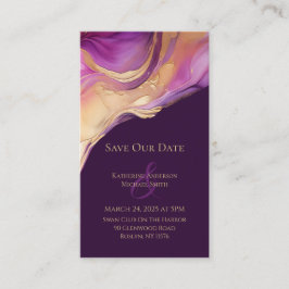 Den moderna Abstraktens Lila och Guld Elegant bröl Visitkort