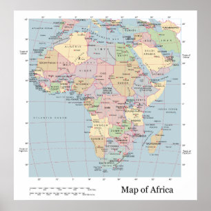 Den moderna Afrikans politiska Karta Poster