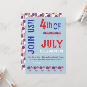 Den moderna amerikanska flaggan Patriotic 4 juli Inbjudningar