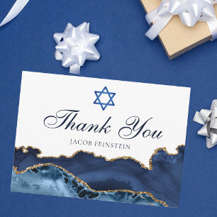 Den moderna Anpassningsbarna Pub Mitzvah, blå Guld Tack Kort