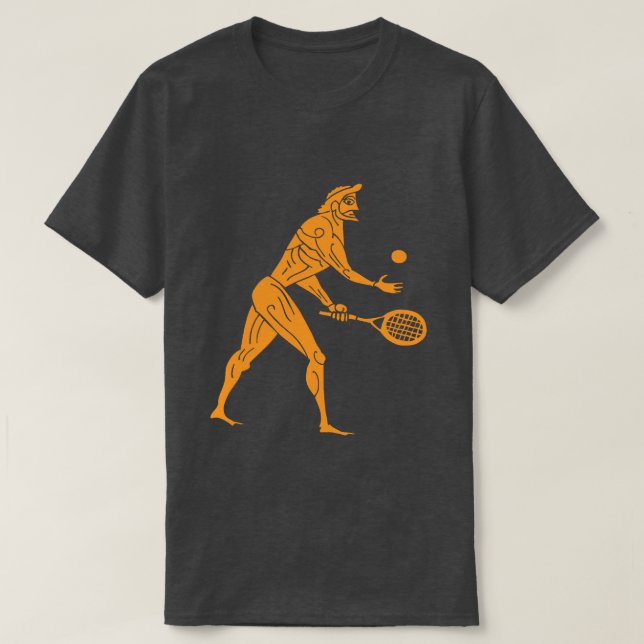 Den moderna antikens Olympians spelar tennis-Mörke Tee (Design framsida)