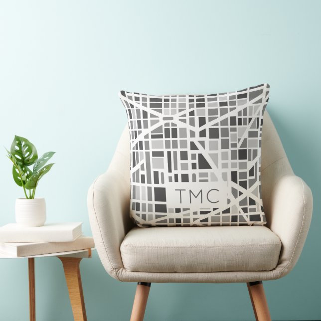 Den moderna arkitekturen Karta Monogram INITIALER Kudde (Stol)