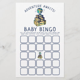 Den moderna Äventyr Travel Globe Baby Shower Bingo