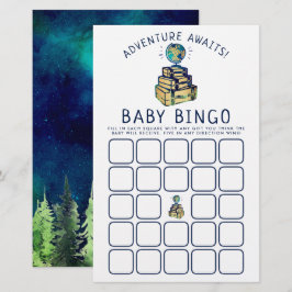 Den moderna Äventyr Travel Globe Baby Shower Bingo