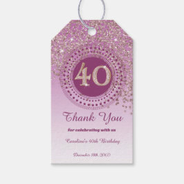 Den moderna avtagande 40:e födelsedagen Ro Guld Gl Presentetikett