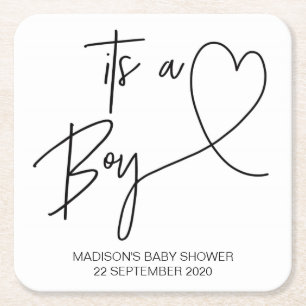 Den moderna baby shower underlägg dess en pojke papper kvadrat