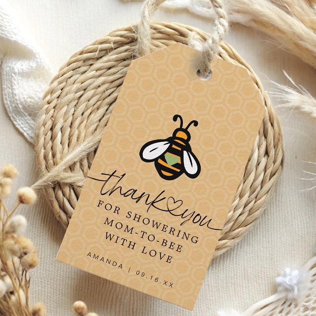 Den moderna babyduschen mellan Mamma och bin Presentetikett (Modern Mom-To-bee Baby Shower Gift Tags)