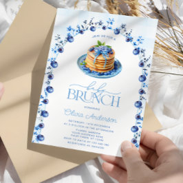 Den moderna babystölden Pancake Baby Brunch Pancak Inbjudningar