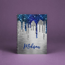 Den moderna bärbara datorn Cute Blue Glitter Drive Anteckningsbok