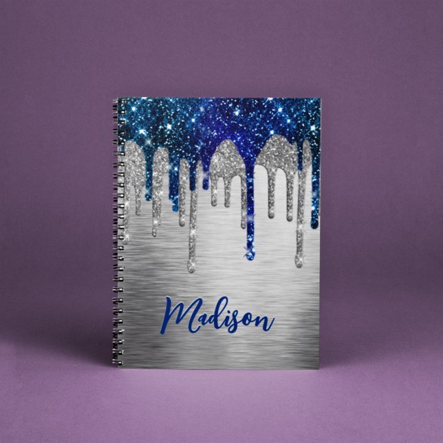 Den moderna bärbara datorn Cute Blue Glitter Drive Anteckningsbok (Skapare uppladdad)