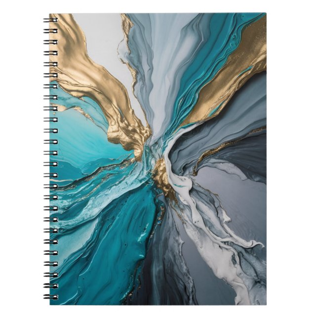 Den moderna bärbara Eleganten Blue Guld Marble spi Anteckningsbok (Framsidan)