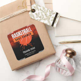 Den moderna basketbollens Orange Boll Babykläder Fyrkantigt Klistermärke