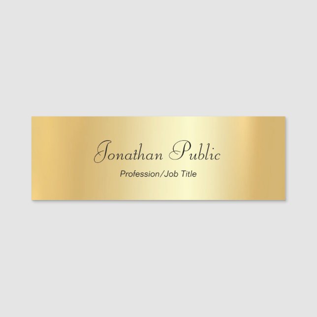 Den moderna beställnings- glamorösa guld- namnbricka (Framsida)