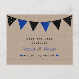 Den Moderna Blå Flaggiga Bröllopssamlingen Meddelande Vykort