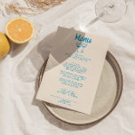 Den moderna blå Fransken Stil Hand plockade Retro  Meny<br><div class="desc">En färglös funky,  modern svartvit bröllop-middagsmeny. Med chic är det mallarna för grå,  mjölkaktig bakgrund och marseilleblå,  handskriven typografi. Med Hand plockade-cocktail-glas. En Perfekt och matchning med hela sviten.</div>