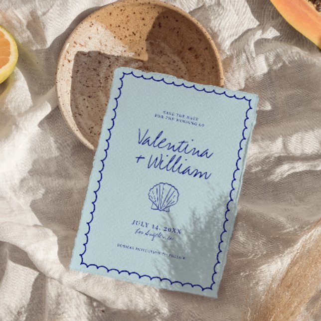 Den moderna blå Snäckan i Medelhavet sparar datume Inbjudningar (Skapare uppladdad)