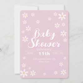 Den moderna Blommigten Baby Shower - Rosa Daisy An Inbjudningar