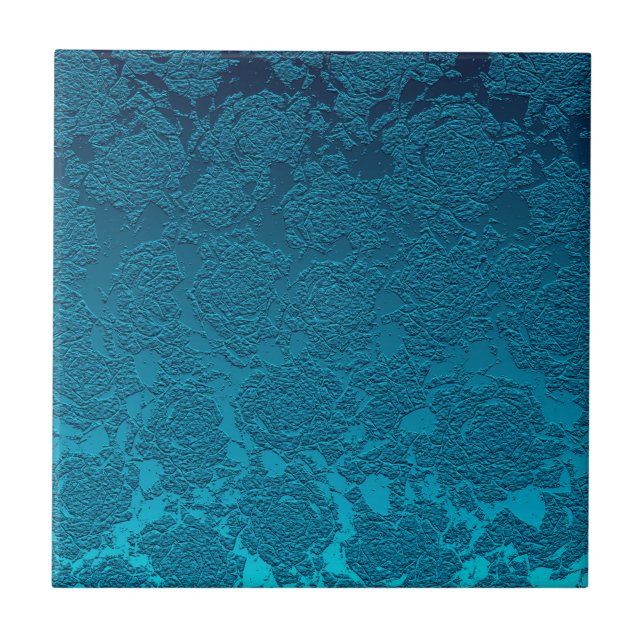 Den moderna Blommigten Blue Teal Mönster Ceramic T Kakelplatta (Framsidan)