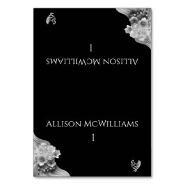 Den moderna Blommigten Bröllop Black and White Pou Bordsnummer