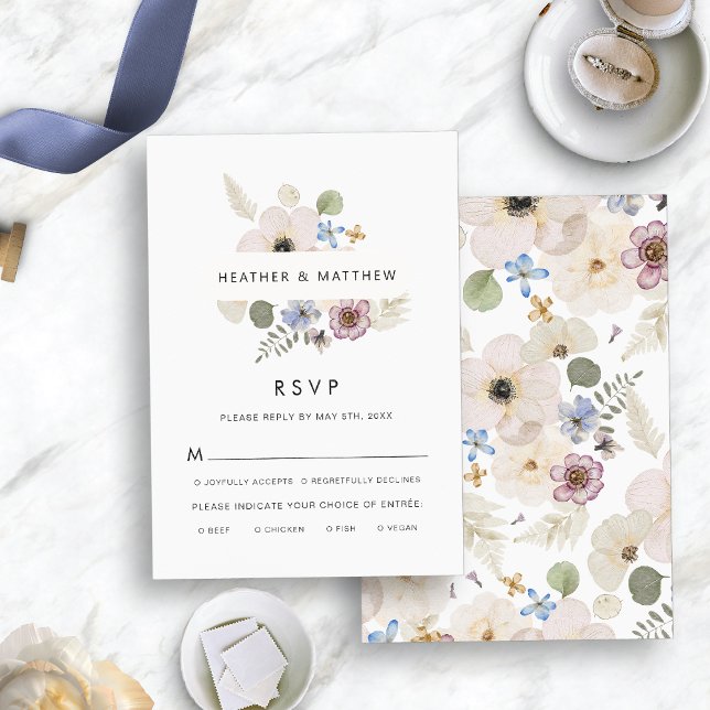 Den moderna Blommigten Bröllop Måltider OSA Kort (Modern Floral Wedding Meals RSVP Card by Painted Paperie
)