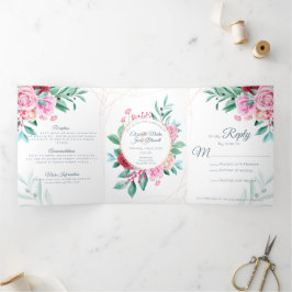 Den moderna Blommigten Bröllop Rosa ros alla i ett