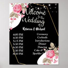 Den moderna Blommigten Elegance Rosa  string Order Poster