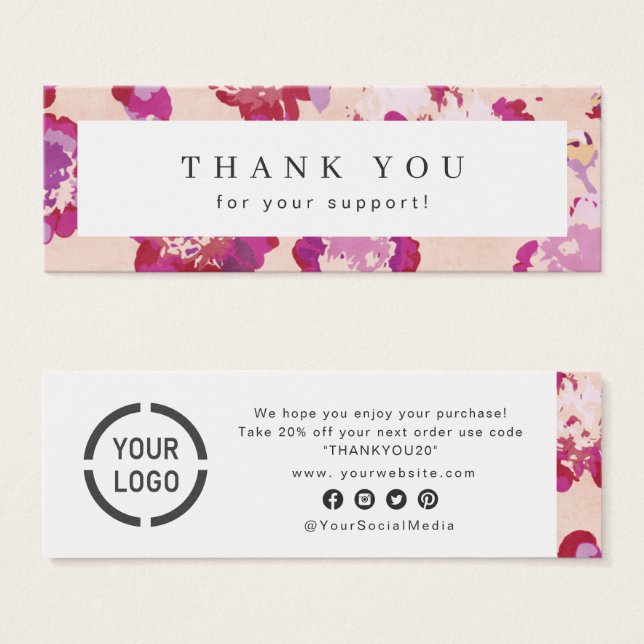 Den moderna blommigten för röd abstrakt litet visitkort (Framsida & baksida)