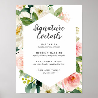Den moderna Blommigten för Rosa Namnteckning Cock Poster