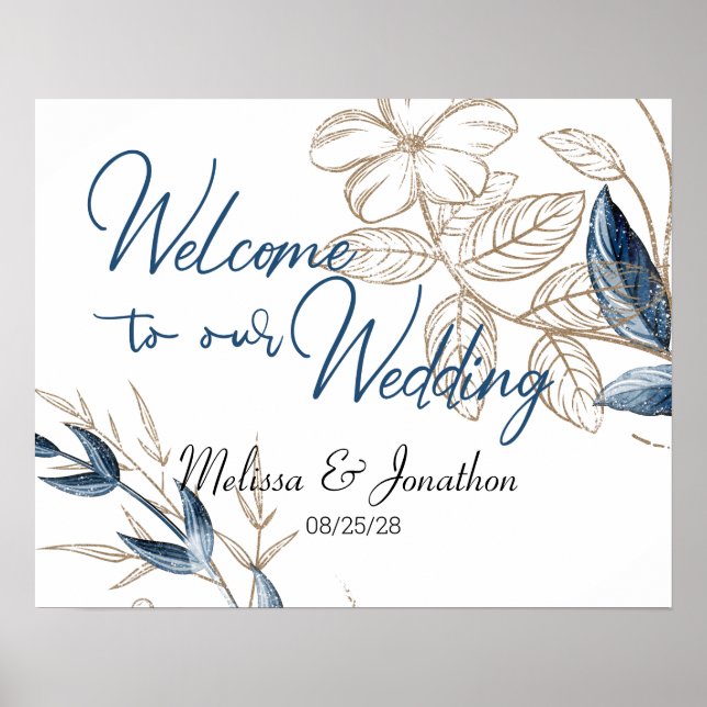 Den moderna Blommigten Guld, Elegant bröllop Poster (Framsidan)