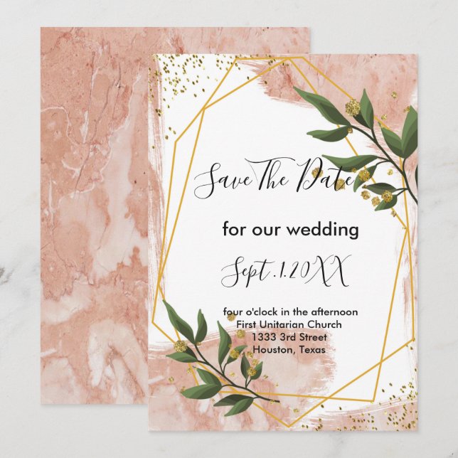 Den moderna Blommigten Guld Ram i Elfenbenskusten  Inbjudningar (Fram/baksida)