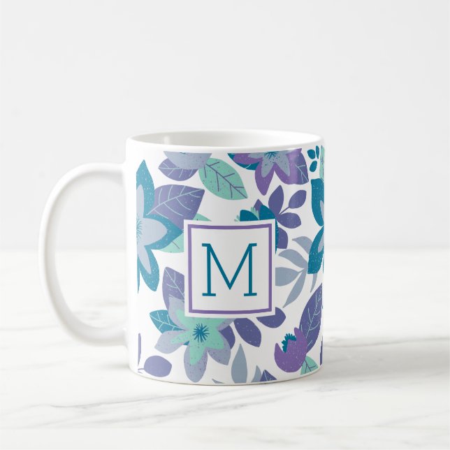 Den moderna Blommigten Jul - Lila Helgdag Kaffemugg (Vänster)